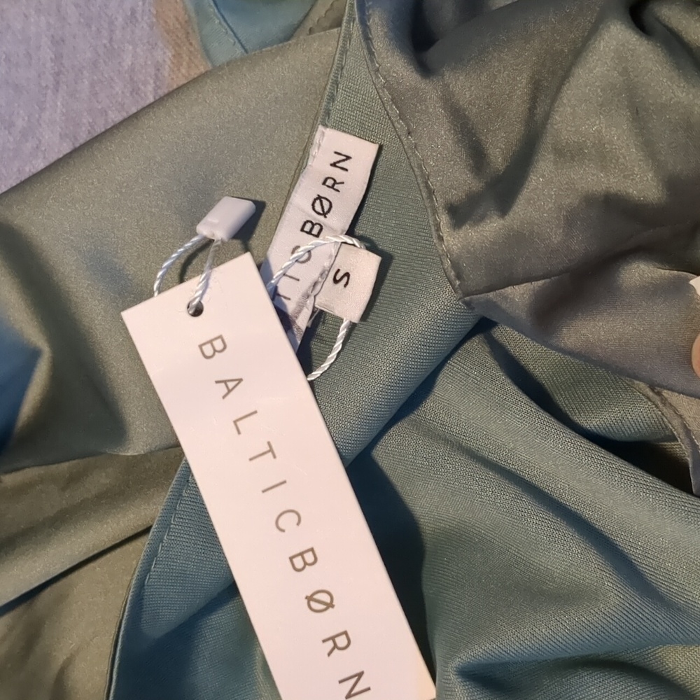 Baltic Born Krystal Satin Wrap Gown- color Eucalyptus - Picture 6 of 6